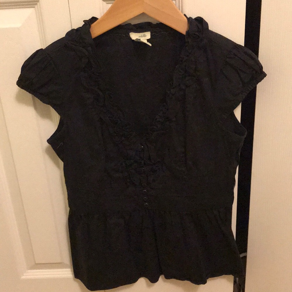 Odille fitted cotton blend blouse (black)